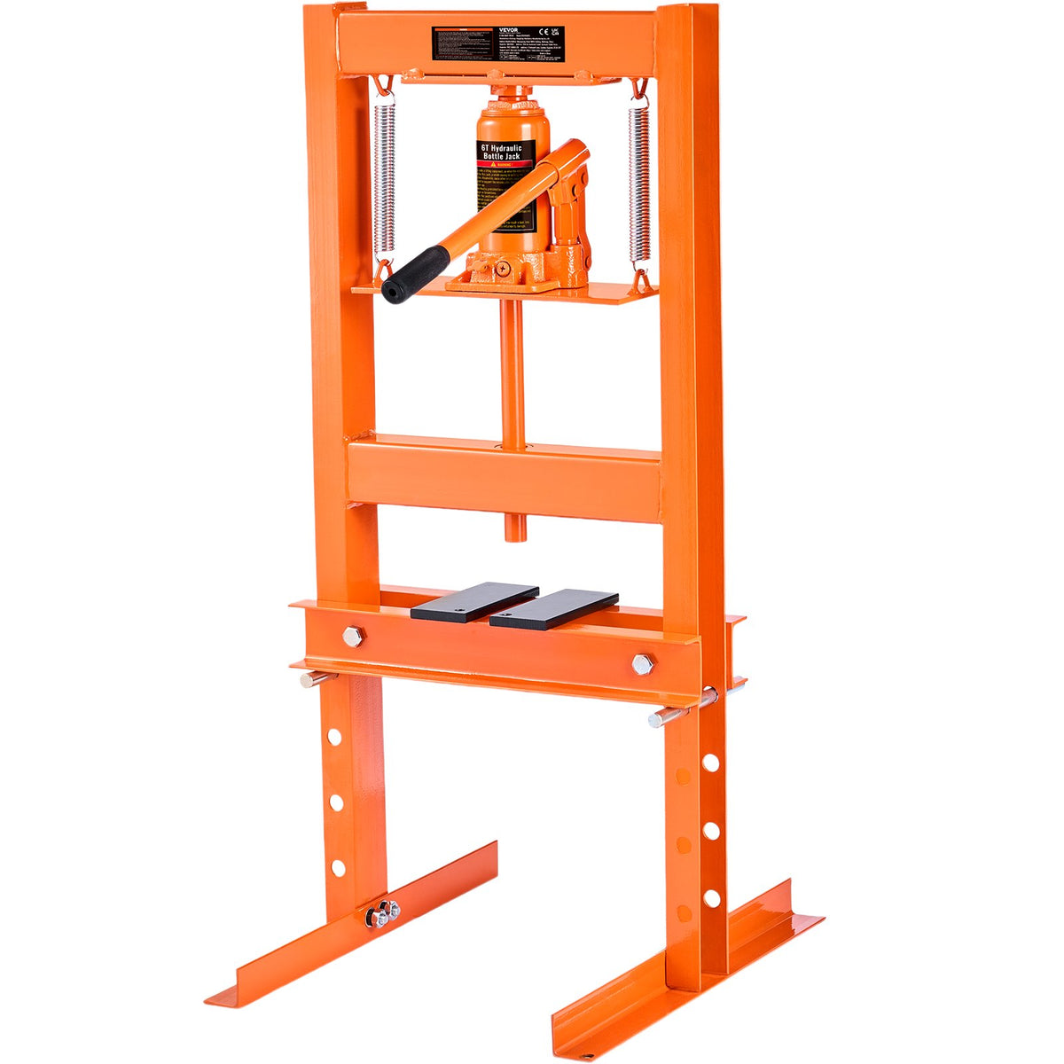 VEVOR 6 Tonne Hydraulic Workshop Press with Pressing Plates, H-Frame Bench Press with Stand