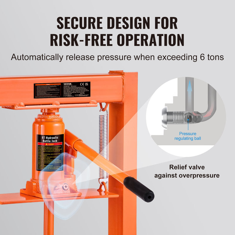 VEVOR 6 tonnu hidrauliskā darbnīcas prese ar presēšanas plāksnēm, H-rāmja galda prese ar statīvu.