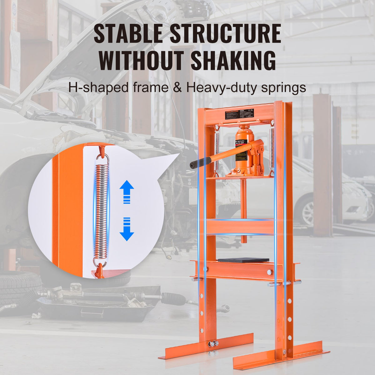 VEVOR 6 Tonne Hydraulic Workshop Press with Pressing Plates, H-Frame Bench Press with Stand