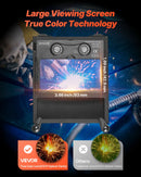 VEVOR automātiski aptumšojoša metināšanas maska, 93 × 43 mm "True Color" skata logs, saules enerģijas darbināma metinātāja ķivere ar 2 loka sensoriem, filtra tonis 4/9-13, piemērota TIG, MIG, ARC metināšanai un slīpēšanai - CRIUS sērija (matēti melna)