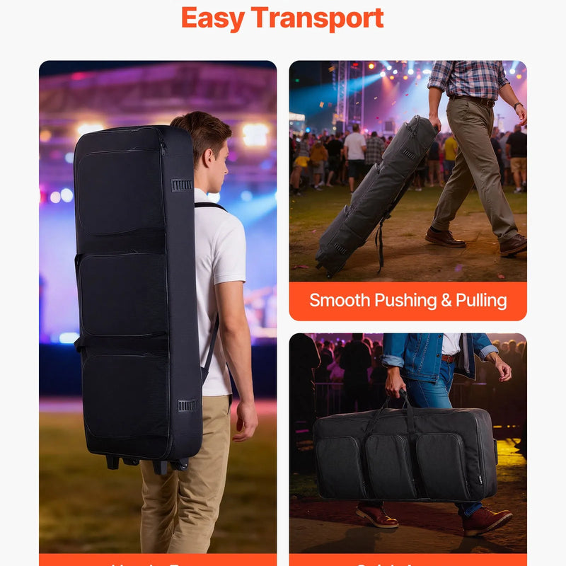 VEVOR 88 taustiņu klaviatūras soma, 1040 × 430 × 130 mm iekšējie izmēri, polsterēta klavieru soma ar riteņiem, izturīgs rokturis, 3 kabatu uzglabāšana, transportēšanas soma ar gludiem riteņiem 88 taustiņu klaviatūrām un elektriskajām klavierēm