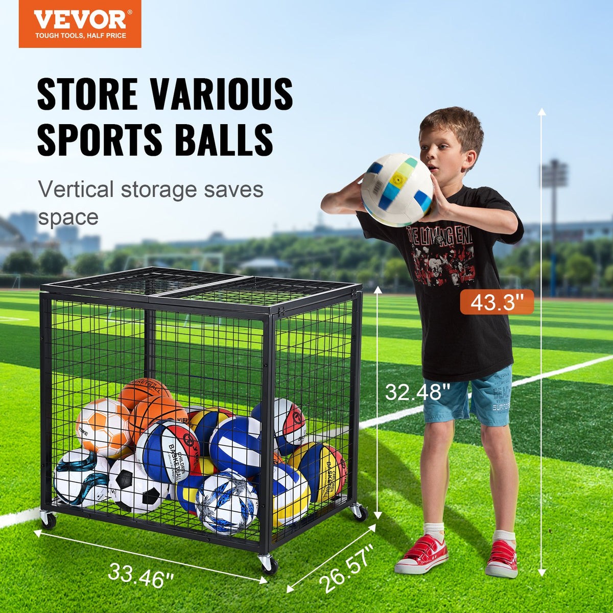 VEVOR sporta bumbu uzglabāšanas grozs uz riteņiem ar aizslēdzamiem vākiem, tērauda