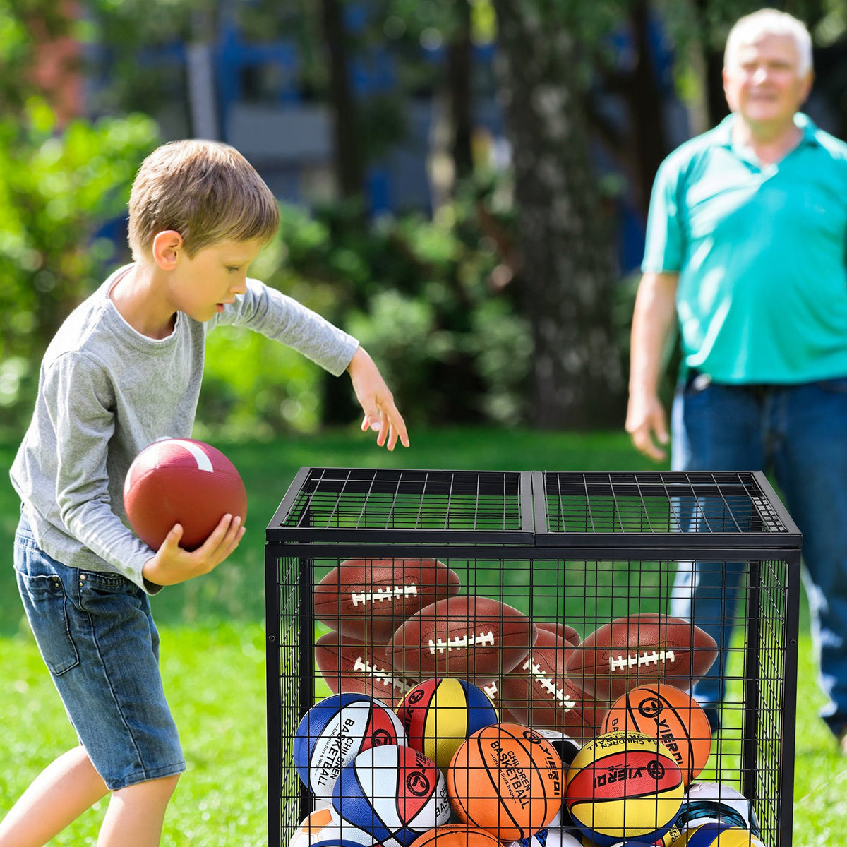 VEVOR sporta bumbu uzglabāšanas grozs uz riteņiem ar aizslēdzamiem vākiem, tērauda