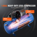 VEVOR vilciena tipa gaisa taures komplekts ar 4 taurēm, līdz 150 dB, 12 V gaisa kompresors ar 6 l tvertni un manometru, piemērots automašīnām, kravas auto, furgoniem un laivām