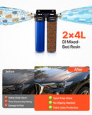 VEVOR dejonizēta ūdens sistēma auto mazgāšanai ar 2 x 4 l DI sveķiem, apvada vārstu un TDS mērītāju, beznosēdumu ūdens filtrs automašīnām, kemperiem, motocikliem un logiem - ZEMLETES.LV