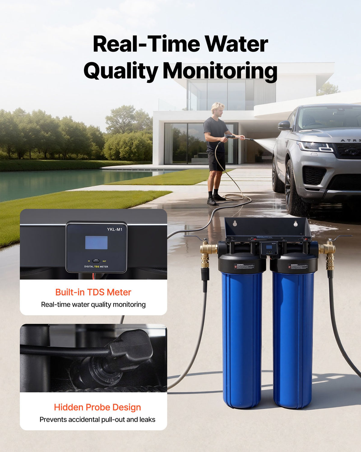 VEVOR dejonizēta ūdens sistēma auto mazgāšanai ar 2 x 4 l DI sveķiem, apvada vārstu un TDS mērītāju, beznosēdumu ūdens filtrs automašīnām, kemperiem, motocikliem un logiem - ZEMLETES.LV