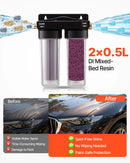 VEVOR dejonizēta ūdens sistēma auto mazgāšanai ar 2 x 0,5 l krāsu mainošiem sveķiem, beznosēdumu ūdens filtrs automašīnām, kemperiem, motocikliem un logiem - ZEMLETES.LV