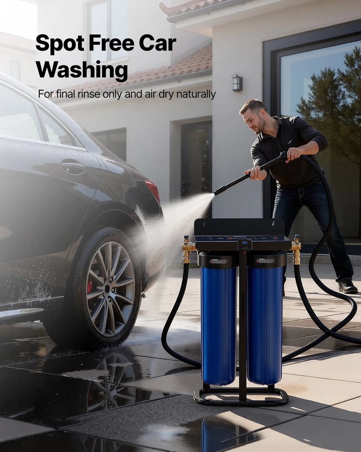 VEVOR dejonizēta ūdens sistēma auto mazgāšanai ar 2 x 4 l DI sveķiem, TDS mērītāju un apvada vārstu, beznosēdumu ūdens filtrs automašīnām, kemperiem, motocikliem un logiem - ZEMLETES.LV