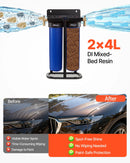 VEVOR dejonizēta ūdens sistēma auto mazgāšanai ar 2 x 4 l DI sveķiem, TDS mērītāju un apvada vārstu, beznosēdumu ūdens filtrs automašīnām, kemperiem, motocikliem un logiem - ZEMLETES.LV