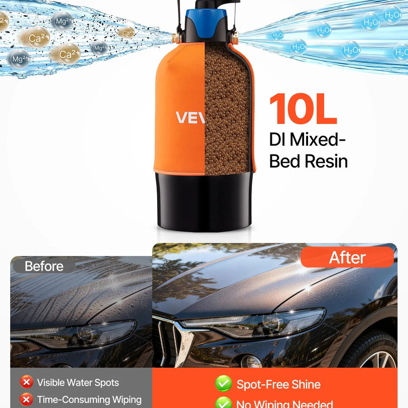 VEVOR dejonizēta ūdens sistēma auto mazgāšanai ar 10 l DI sveķiem, apvada vārstu un TDS mērītāju, beznosēdumu ūdens filtrs automašīnām, kemperiem, motocikliem un logiem - ZEMLETES.LV