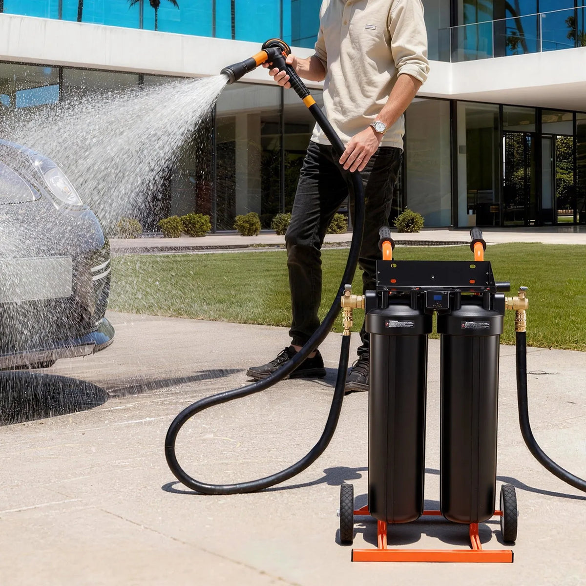 VEVOR dejonizēta ūdens sistēma auto mazgāšanai ar 2 x 4 l DI sveķiem, apvada vārstu un TDS mērītāju, pārnēsājams beznosēdumu ūdens filtrs automašīnām, kemperiem un logiem - ZEMLETES.LV