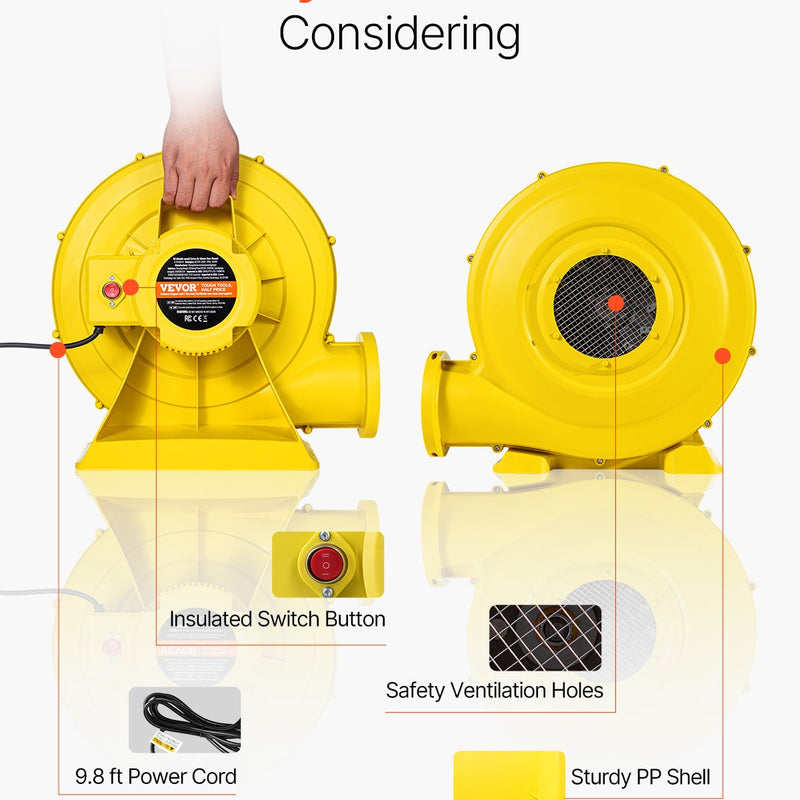 VEVOR piepūšamais atrakciju ventilators, 950 W, komerciālai lietošanai