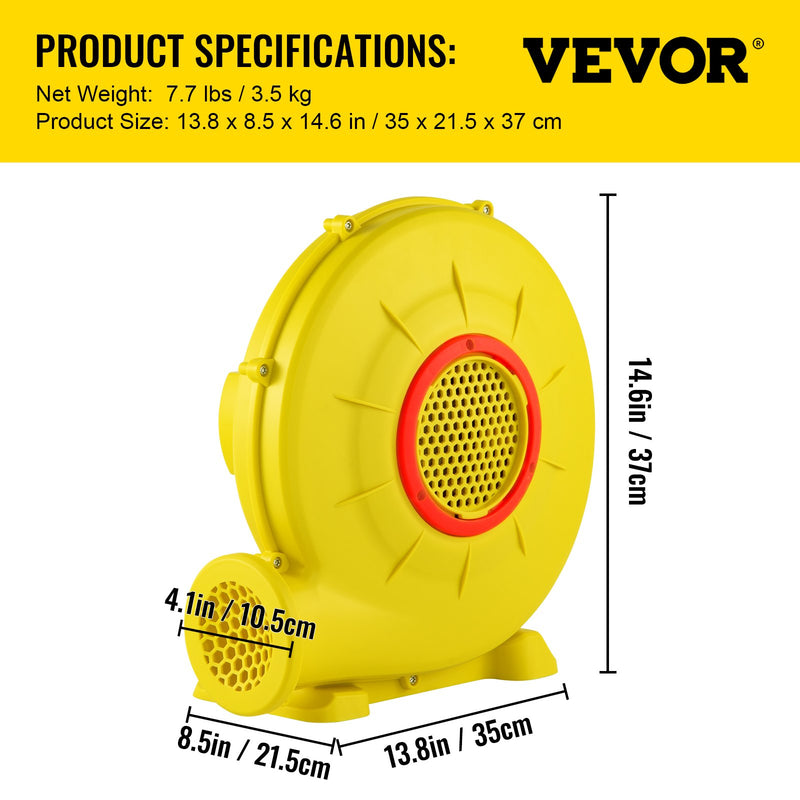 VEVOR 450 W gaisa pūtējs piepūšamām atrakcijām, 0,6 ZS вентиляторы