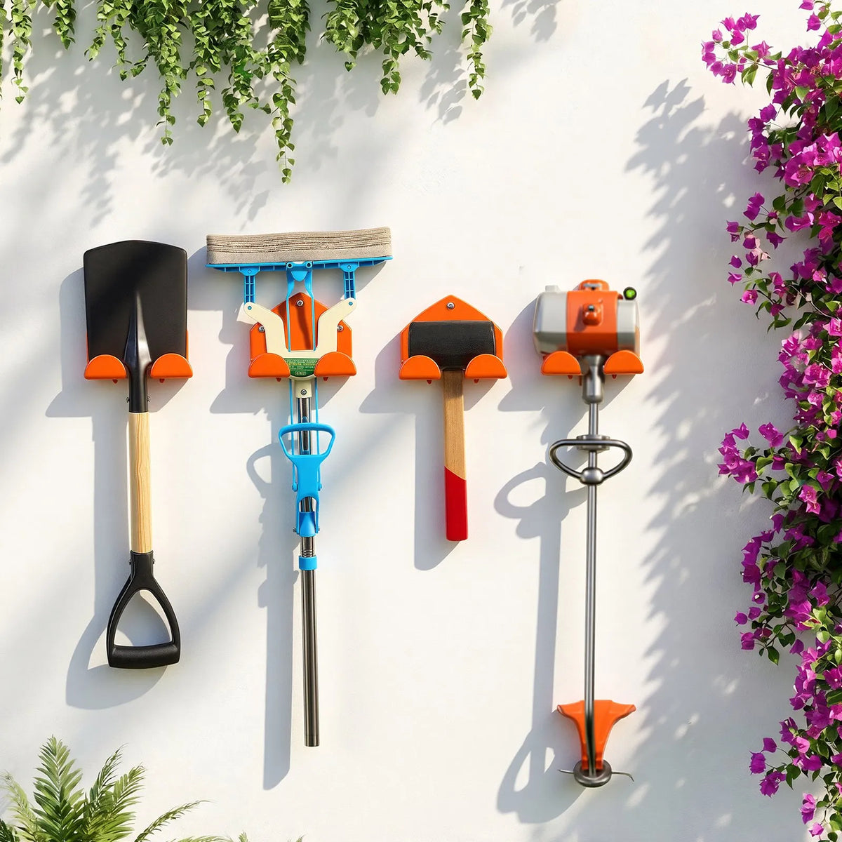 VEVOR Wall Mounted Tool Holders for Garden Power Tools, 2 Pieces, 150 mm, Total Load Capacity 82 kg, for Trimmers, Leaf Blowers and Chainsaws, Orange