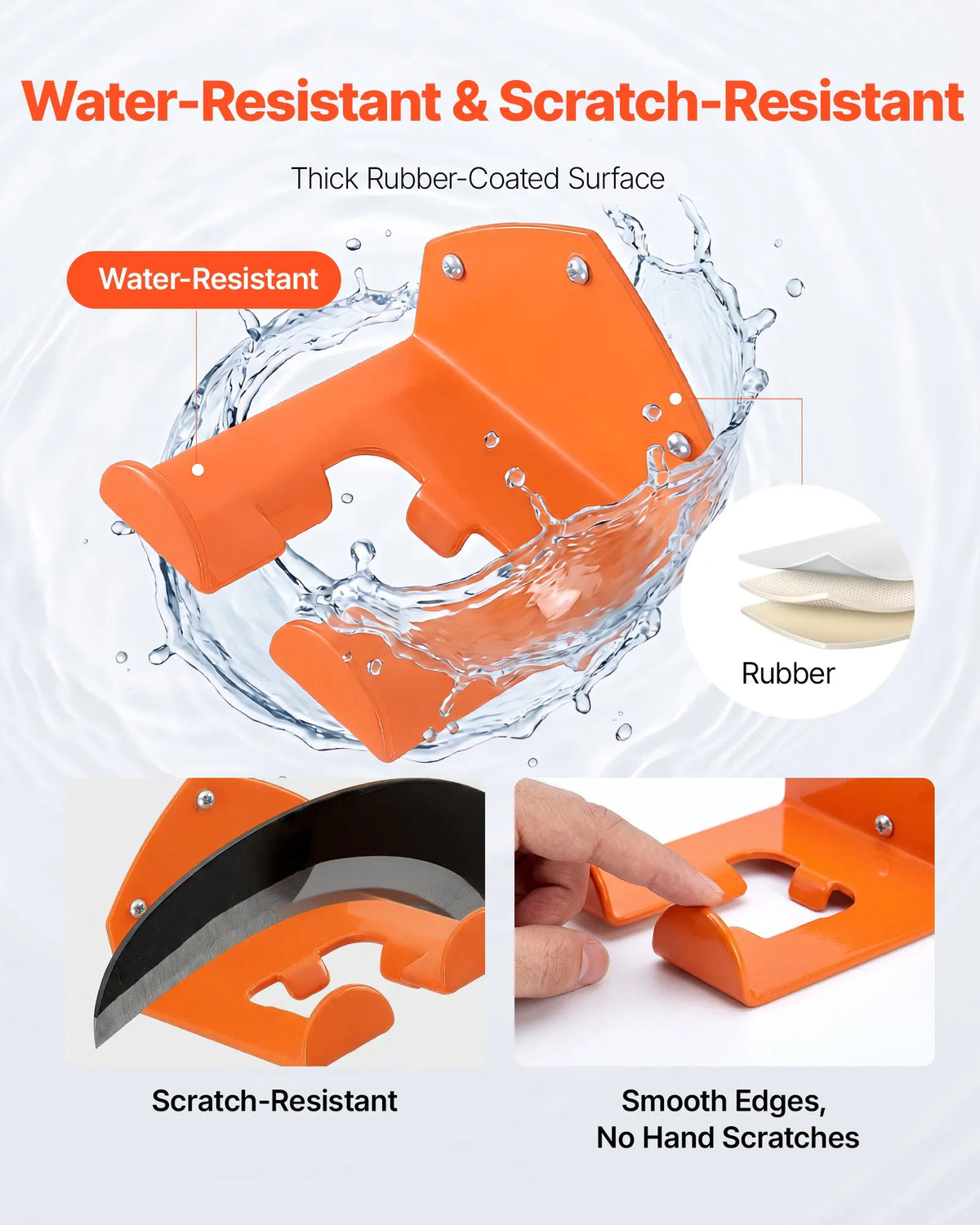 VEVOR Wall Mounted Tool Holders for Garden Power Tools, 2 Pieces, 150 mm, Total Load Capacity 82 kg, for Trimmers, Leaf Blowers and Chainsaws, Orange