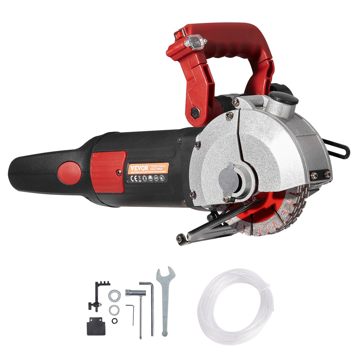 VEVOR Wall Chaser – 34 mm Cutting Depth, 42 mm Width, 4800W Power with 5 Saw Blades and Infrared Guide