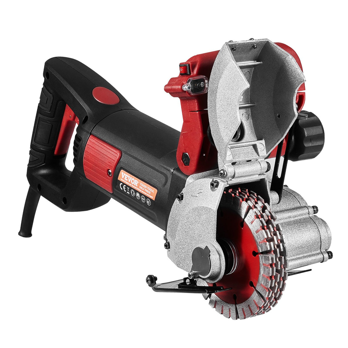 VEVOR Wall Chaser – 34 mm Cutting Depth, 42 mm Width, 4800W Power with 5 Saw Blades and Infrared Guide