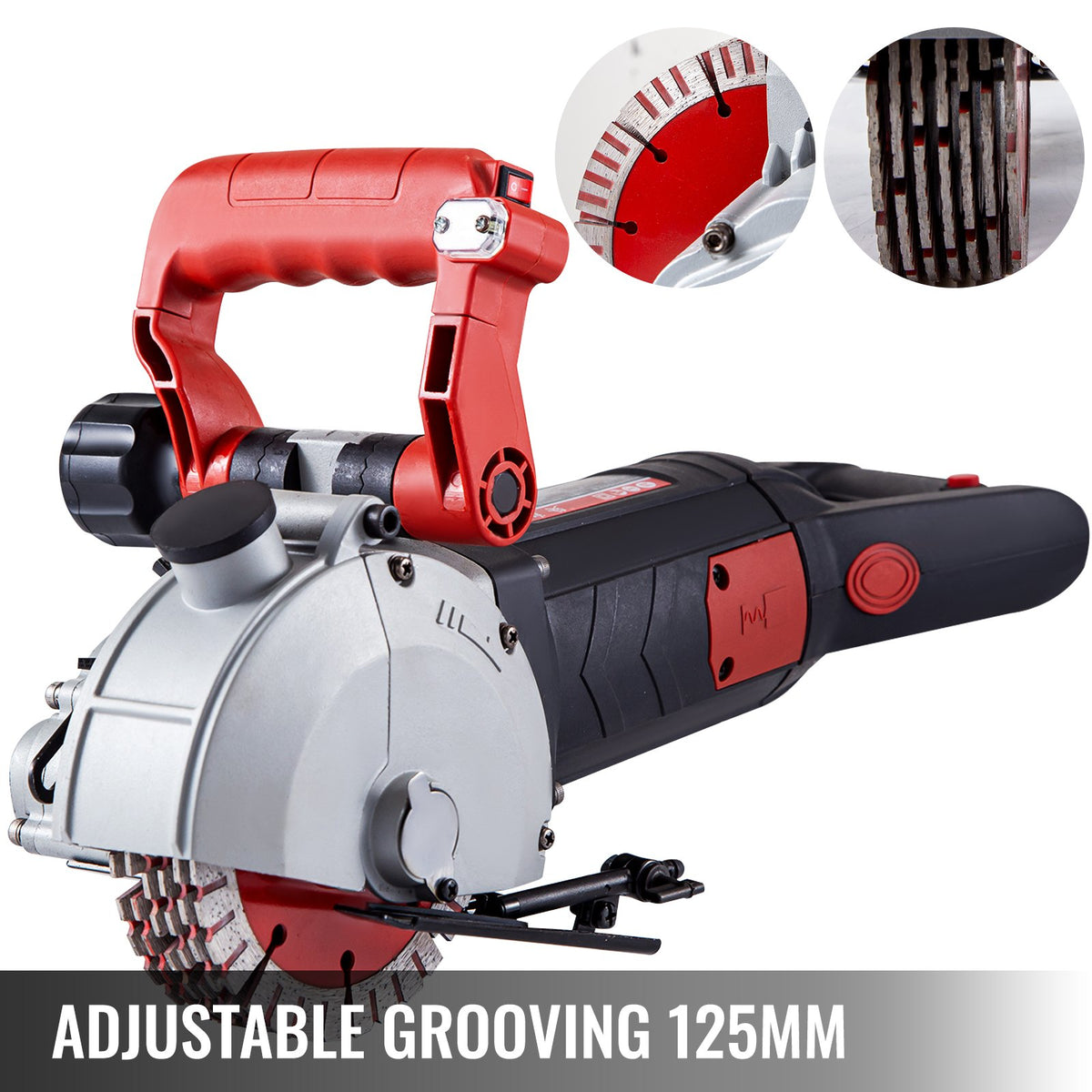 VEVOR Wall Chaser – 34 mm Cutting Depth, 42 mm Width, 4800W Power with 5 Saw Blades and Infrared Guide