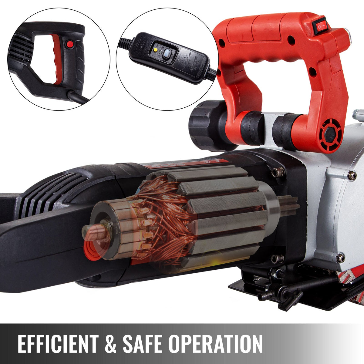 VEVOR Wall Chaser – 34 mm Cutting Depth, 42 mm Width, 4800W Power with 5 Saw Blades and Infrared Guide