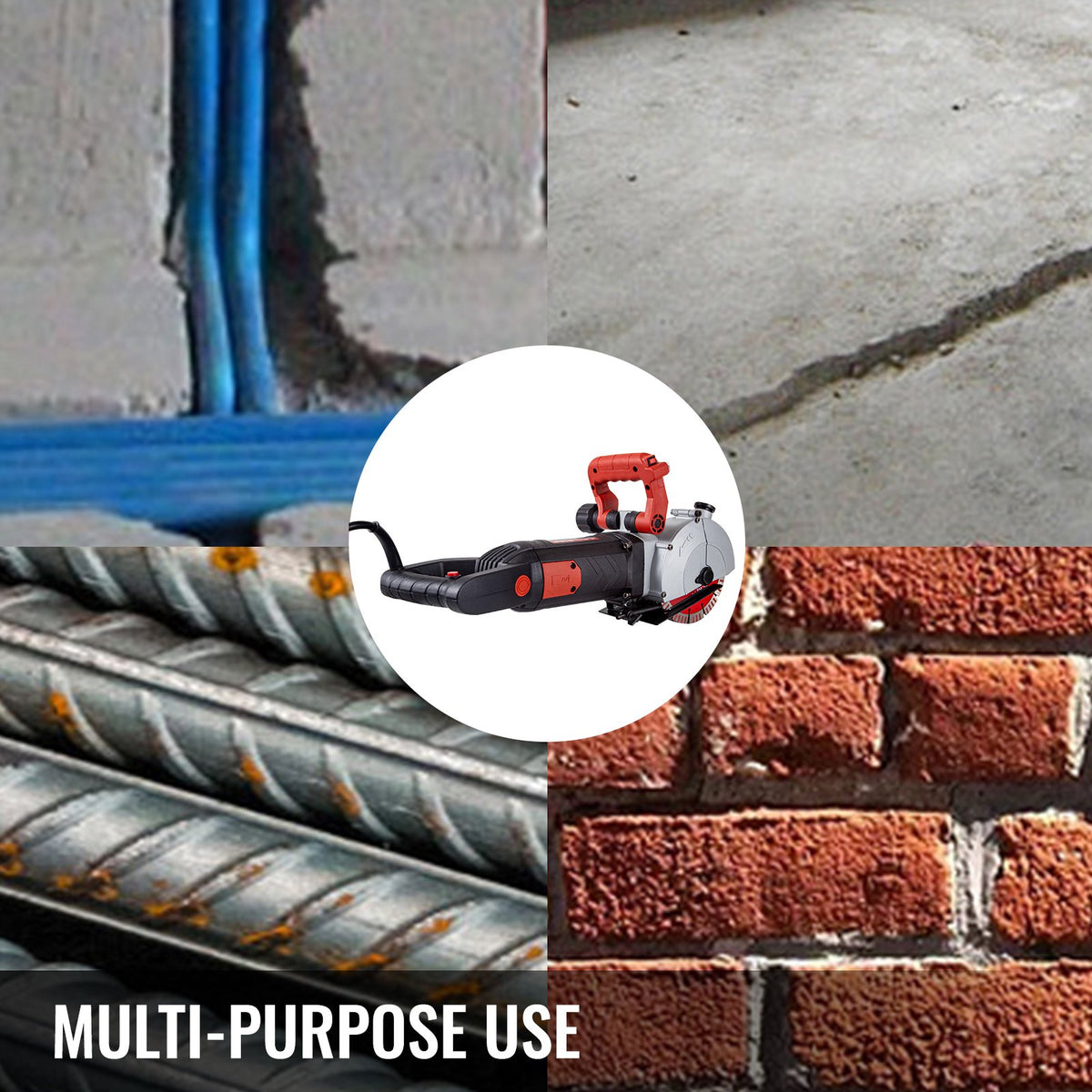 VEVOR Wall Chaser – 34 mm Cutting Depth, 42 mm Width, 4800W Power with 5 Saw Blades and Infrared Guide
