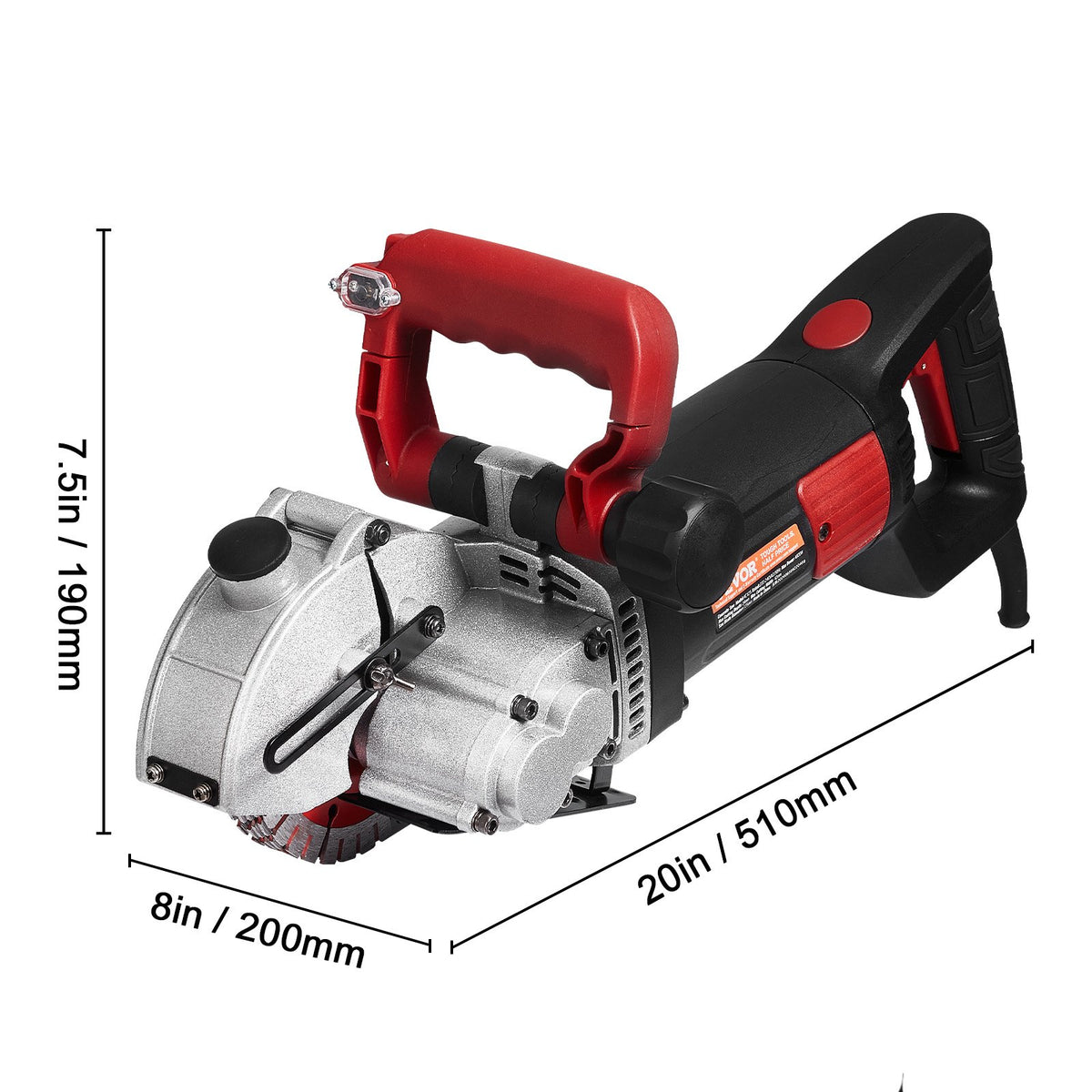 VEVOR Wall Chaser – 34 mm Cutting Depth, 42 mm Width, 4800W Power with 5 Saw Blades and Infrared Guide
