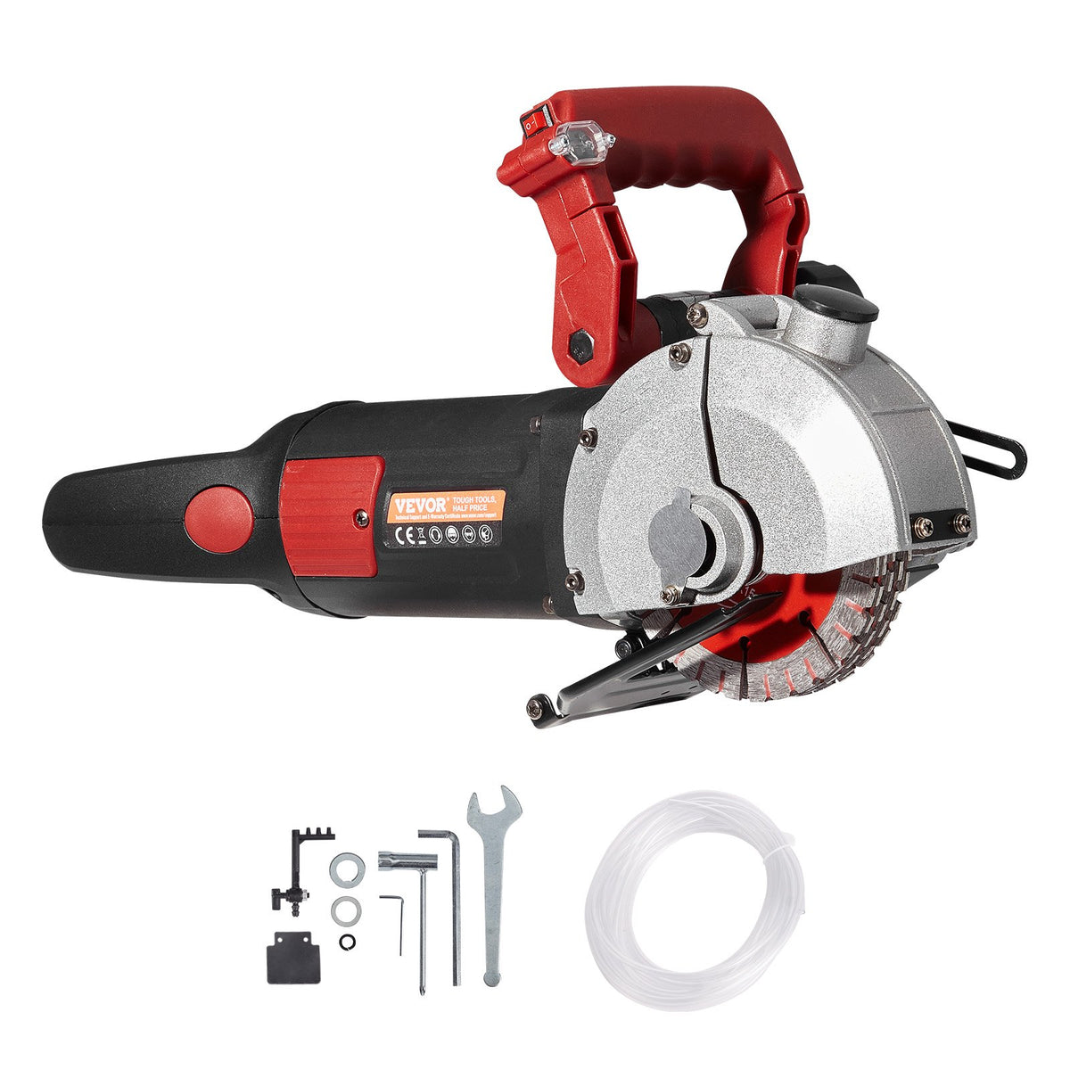 VEVOR Wall Chaser – 34 mm Cutting Depth, 42 mm Width, 4800W Power with 5 Saw Blades and Infrared Guide
