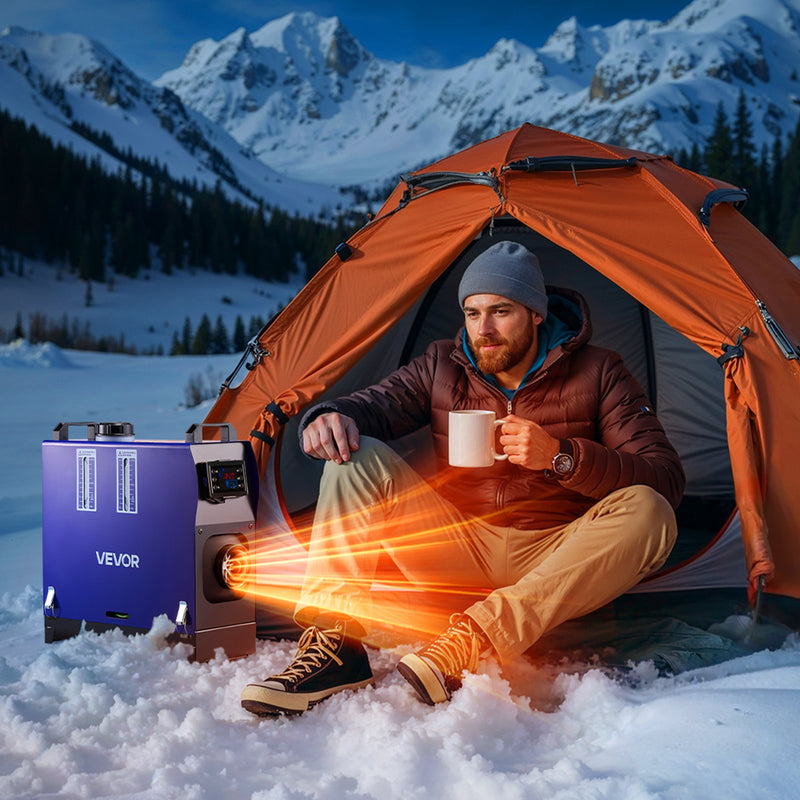 Dīzeļsildītājs 8 kW, DC 12/24 V, pārnēsājams ar tālvadību, LCD ekrānu un 5 L tvertni