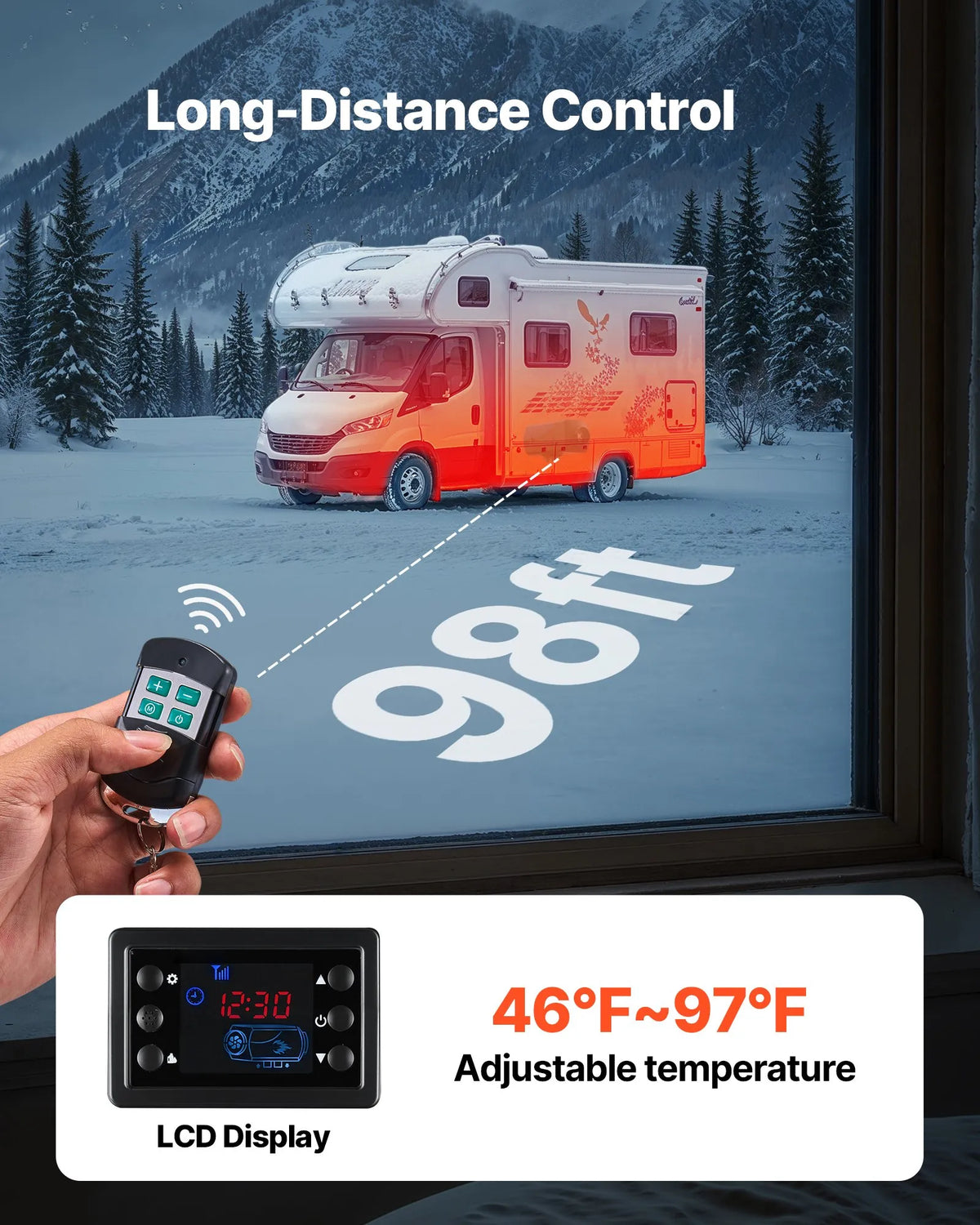 12V 8 kW VEVOR diesel heater all-in-one – LCD, remote control, 10 l tank