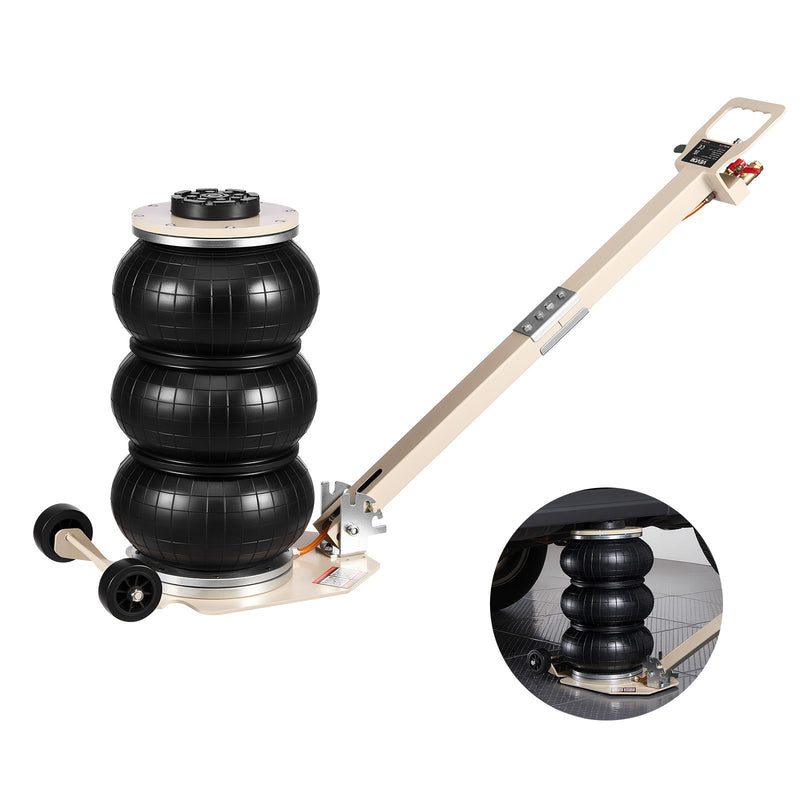 VEVOR pneimatiskais domkrats, 3 t trīskāršs gaisa spilvenu domkrats ar sešām tērauda caurulēm, pacelšanas augstums līdz 450 mm, 1–6 s ātra pneimatiskā pacelšana, ar regulējamu garu rokturi un gumijas paliktni automobiļu, apvidus auto un pikapu remontam