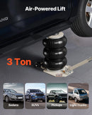 VEVOR pneimatiskais domkrats, 3 t trīskāršs gaisa spilvenu domkrats ar sešām tērauda caurulēm, pacelšanas augstums līdz 450 mm, 1–6 s ātra pneimatiskā pacelšana, ar regulējamu garu rokturi un gumijas paliktni automobiļu, apvidus auto un pikapu remontam