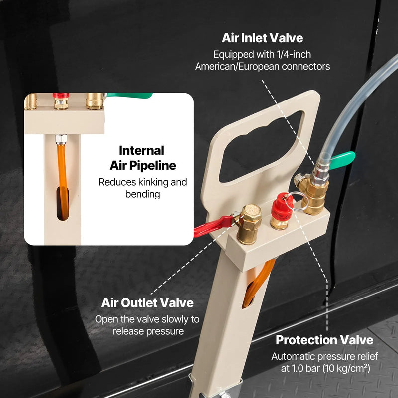 VEVOR pneimatiskais domkrats, 3 t trīskāršs gaisa spilvenu domkrats ar sešām tērauda caurulēm, pacelšanas augstums līdz 450 mm, 1–6 s ātra pneimatiskā pacelšana, ar regulējamu garu rokturi un gumijas paliktni automobiļu, apvidus auto un pikapu remontam