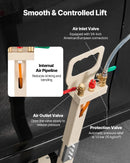 VEVOR pneimatiskais domkrats, 3 t trīskāršs gaisa spilvenu domkrats ar sešām tērauda caurulēm, pacelšanas augstums līdz 450 mm, 1–6 s ātra pneimatiskā pacelšana, ar regulējamu garu rokturi un gumijas paliktni automobiļu, apvidus auto un pikapu remontam