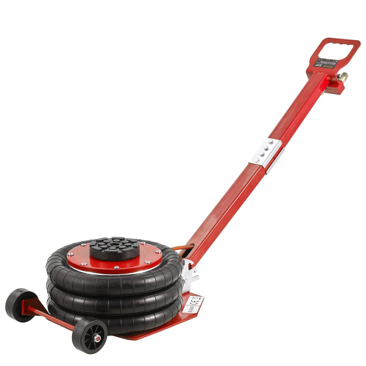 VEVOR Air Jack, 3 Tonne Triple Bag Air Jack, Air Cushion Jack with Six Steel Tubes, Lifting Height up to 45 cm, Fast Lifting 3-5 s, with Adjustable Long Handle for Cars, Garages, Repair (Red)