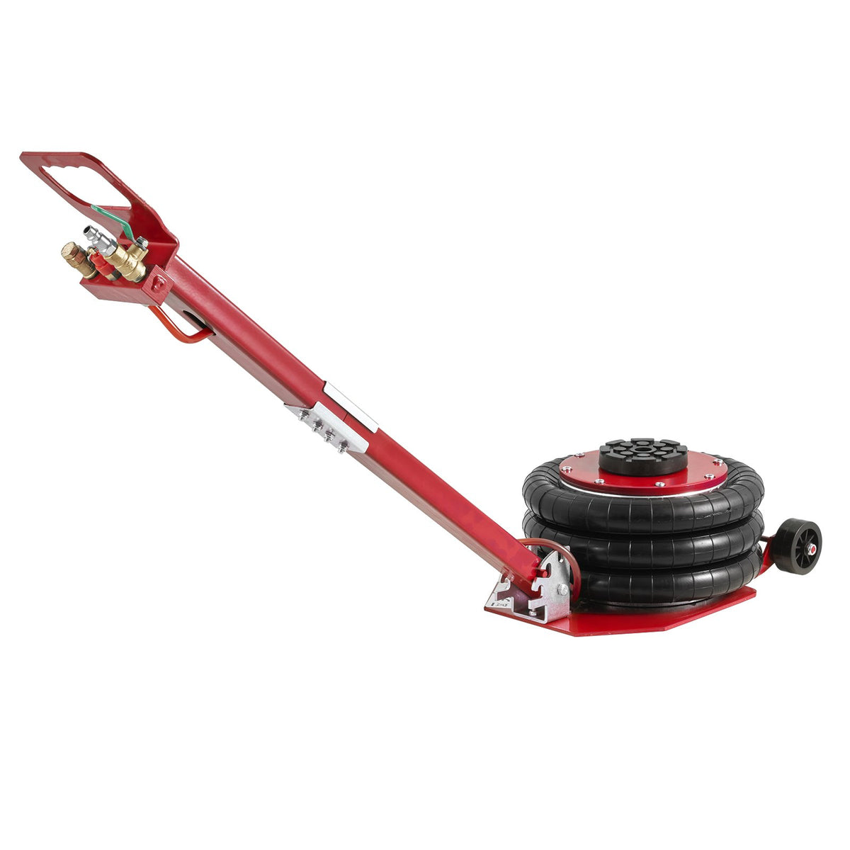 VEVOR Air Jack, 3 Tonne Triple Bag Air Jack, Air Cushion Jack with Six Steel Tubes, Lifting Height up to 45 cm, Fast Lifting 3-5 s, with Adjustable Long Handle for Cars, Garages, Repair (Red)
