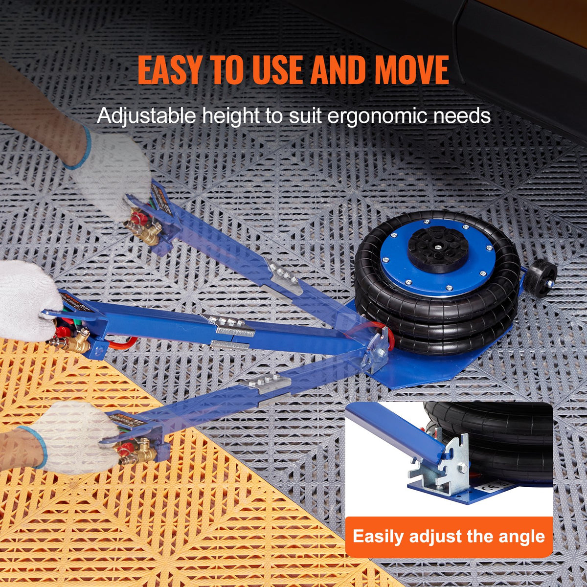 VEVOR Air Jack, 3 Tonne, Triple Air Bag Lifting Jack with 6 Steel Tubes, Lifting Height up to 45 cm, 3-5 Second Fast Pneumatic Lifting, Suitable for Cars, Garages and Repairs (Blue)