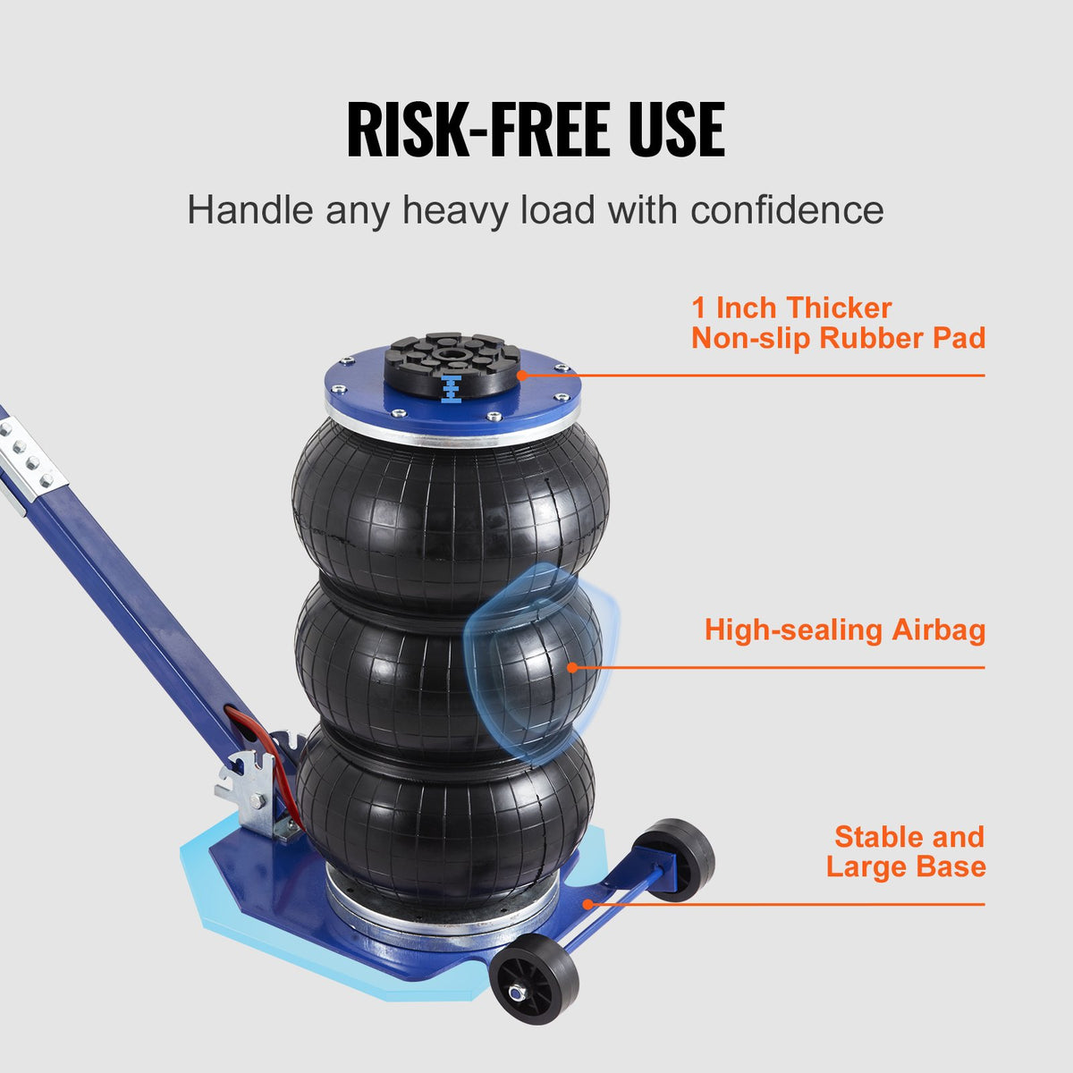 VEVOR Air Jack, 3 Tonne, Triple Air Bag Lifting Jack with 6 Steel Tubes, Lifting Height up to 45 cm, 3-5 Second Fast Pneumatic Lifting, Suitable for Cars, Garages and Repairs (Blue)