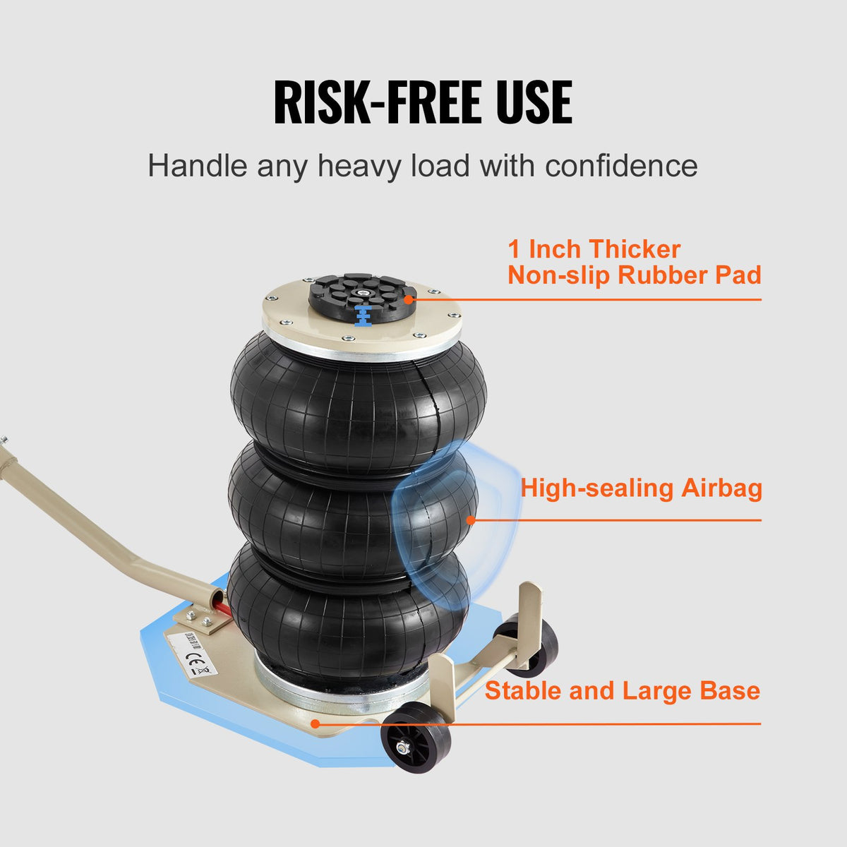 VEVOR Triple Bag Air Jack 3 T Pneumatic Jack Mount for Cars and SUVs