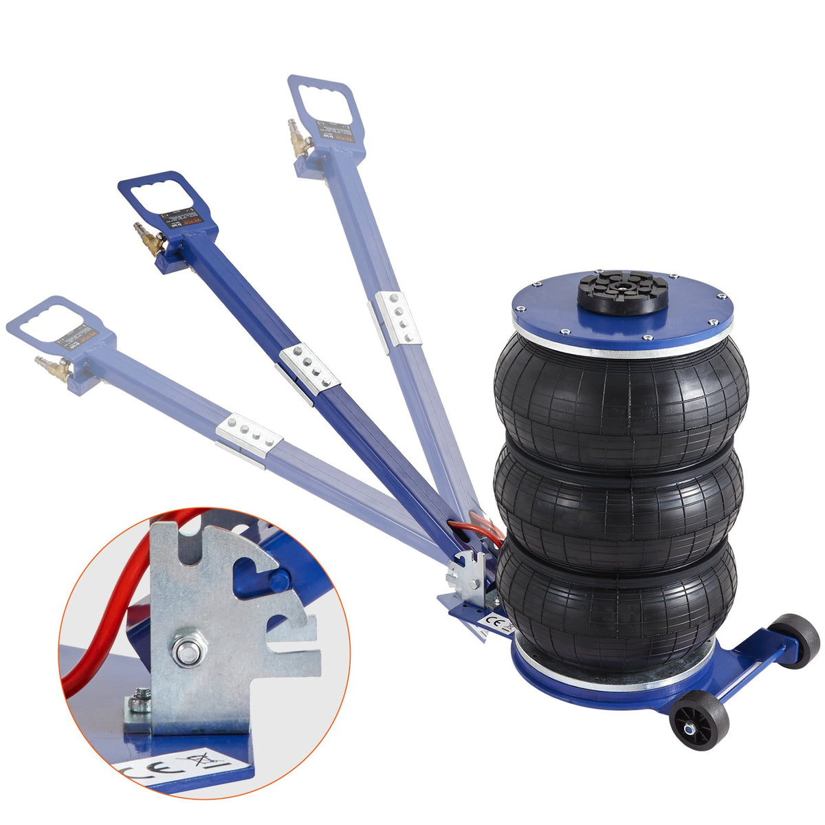 VEVOR Air Jack, 5 t, Triple Air Bag Lifting Jack with 6 Steel Tubes, Lifting Height up to 45 cm, 3-5 Second Fast Pneumatic Lifting, Suitable for Cars, Garages and Repair Work (Blue)