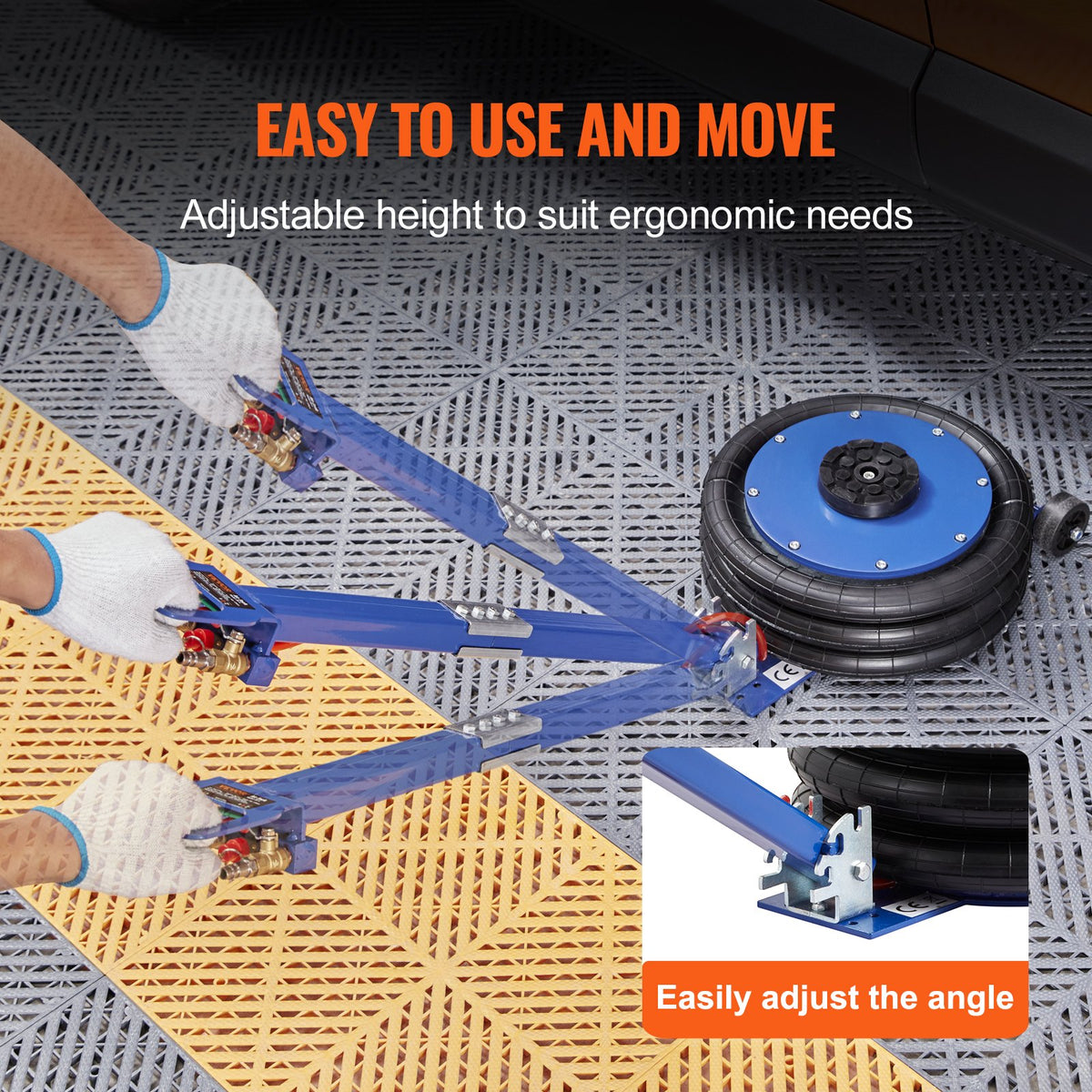 VEVOR Air Jack, 5 t, Triple Air Bag Lifting Jack with 6 Steel Tubes, Lifting Height up to 45 cm, 3-5 Second Fast Pneumatic Lifting, Suitable for Cars, Garages and Repair Work (Blue)
