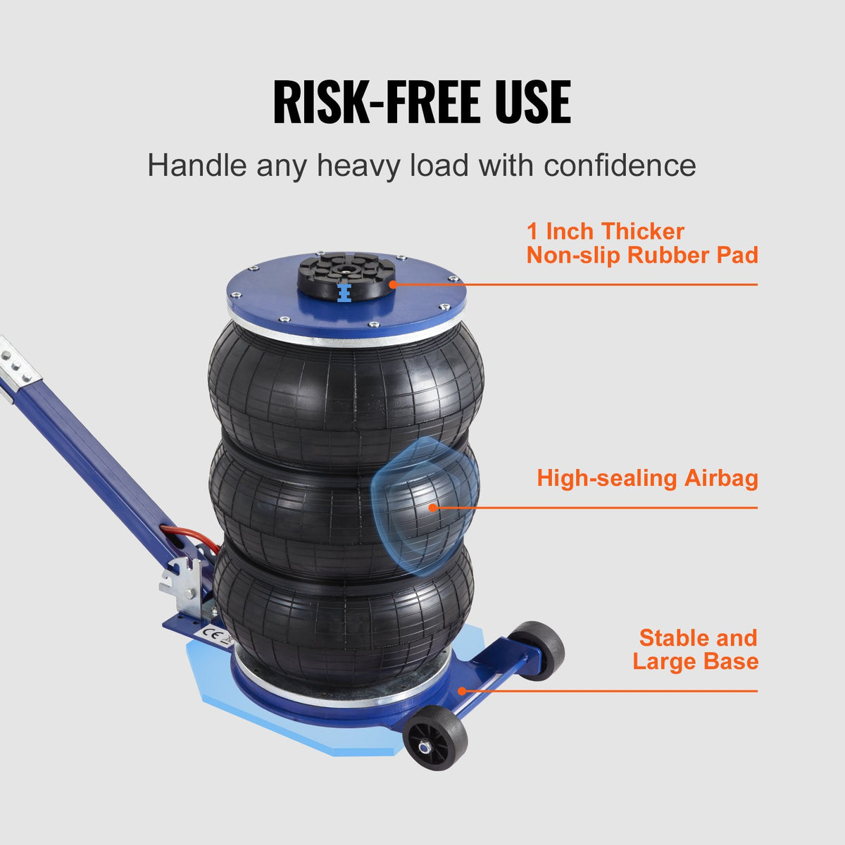 VEVOR Air Jack, 5 t, Triple Air Bag Lifting Jack with 6 Steel Tubes, Lifting Height up to 45 cm, 3-5 Second Fast Pneumatic Lifting, Suitable for Cars, Garages and Repair Work (Blue)