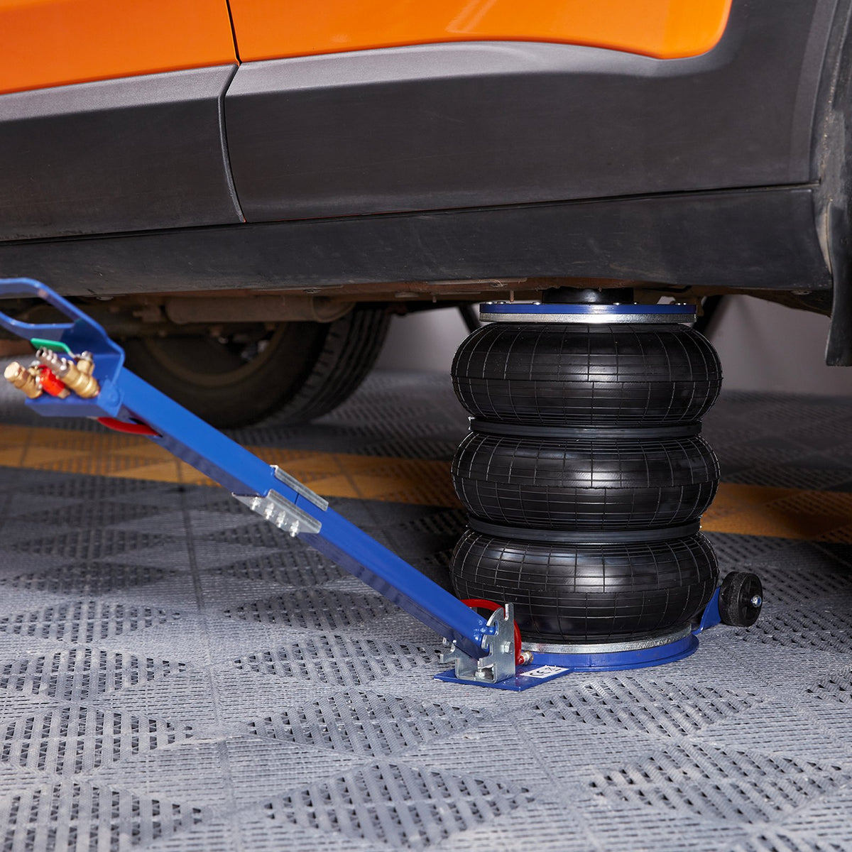 VEVOR Air Jack, 5 t, Triple Air Bag Lifting Jack with 6 Steel Tubes, Lifting Height up to 45 cm, 3-5 Second Fast Pneumatic Lifting, Suitable for Cars, Garages and Repair Work (Blue)