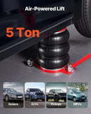 VEVOR pneimatiskais gaisa domkrats 5 t, trīskāršs gaisa spilvenu domkrats ar sešām tērauda caurulēm, pacelšanas augstums līdz 464 mm, ātra pacelšana 4–10 s, ar regulējamu garu rokturi un gumijas paliktni automašīnām, SUV un pikapiem