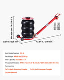 VEVOR pneimatiskais gaisa domkrats 5 t, trīskāršs gaisa spilvenu domkrats ar sešām tērauda caurulēm, pacelšanas augstums līdz 464 mm, ātra pacelšana 4–10 s, ar regulējamu garu rokturi un gumijas paliktni automašīnām, SUV un pikapiem