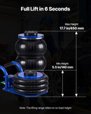 VEVOR pneimatiskais gaisa domkrats 3 t, trīskāršs gaisa spilvenu domkrats ar sešām tērauda caurulēm, pacelšanas augstums līdz 450 mm, ātra pacelšana 1–6 s, ar īsiem rokturiem un gumijas paliktni automašīnām, SUV un pikapiem