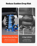 VEVOR pneimatiskais gaisa domkrats 3 t, trīskāršs gaisa spilvenu domkrats ar sešām tērauda caurulēm, pacelšanas augstums līdz 450 mm, ātra pacelšana 1–6 s, ar īsiem rokturiem un gumijas paliktni automašīnām, SUV un pikapiem