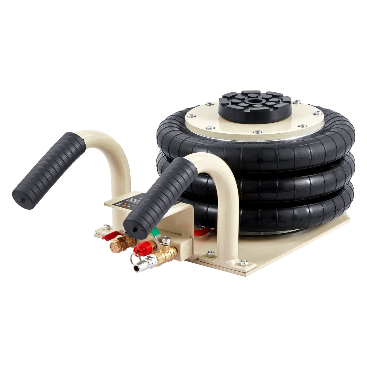 VEVOR Triple Air Bag Jack, 3000 kg, with Six Steel Tubes, Lifting Height up to 450 mm, 3-5 s Fast Lifting, with Side Handles, Suitable for Cars, Garages, Repairs (White)