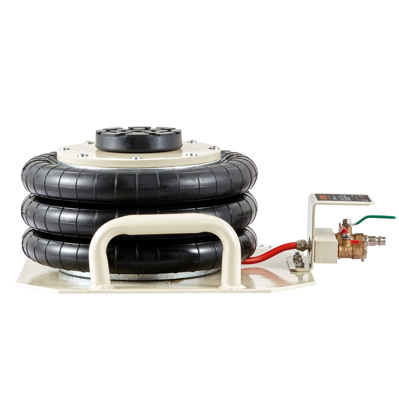 VEVOR Gaisa domkrats, 3 tonnas trīskāršais gaisa maisa domkrats, pacelšana līdz 450 mm, 3-5 sekunžu ātra pacelšana, pneimatiskais domkrats ar sānu rokturiem automašīnām, garāžām un remontiem (bēšs)