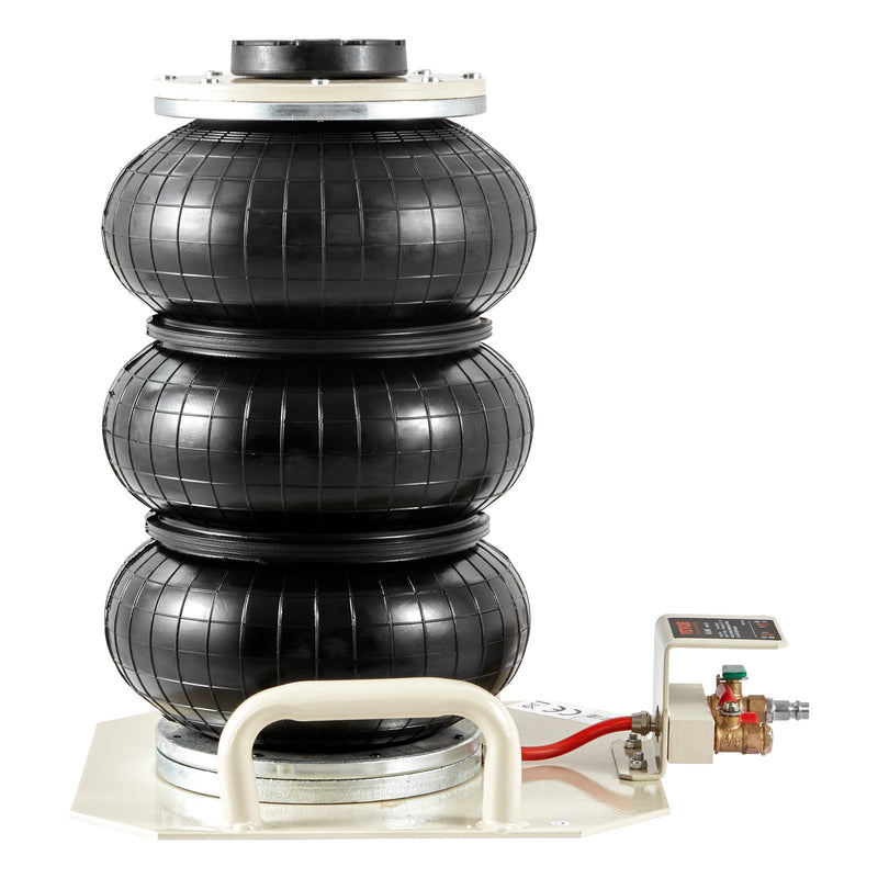 VEVOR Gaisa domkrats, 3 tonnas trīskāršais gaisa maisa domkrats, pacelšana līdz 450 mm, 3-5 sekunžu ātra pacelšana, pneimatiskais domkrats ar sānu rokturiem automašīnām, garāžām un remontiem (bēšs)