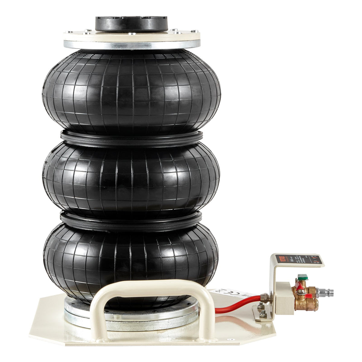 VEVOR Gaisa domkrats, 3 tonnas trīskāršais gaisa maisa domkrats, pacelšana līdz 450 mm, 3-5 sekunžu ātra pacelšana, pneimatiskais domkrats ar sānu rokturiem automašīnām, garāžām un remontiem (bēšs)