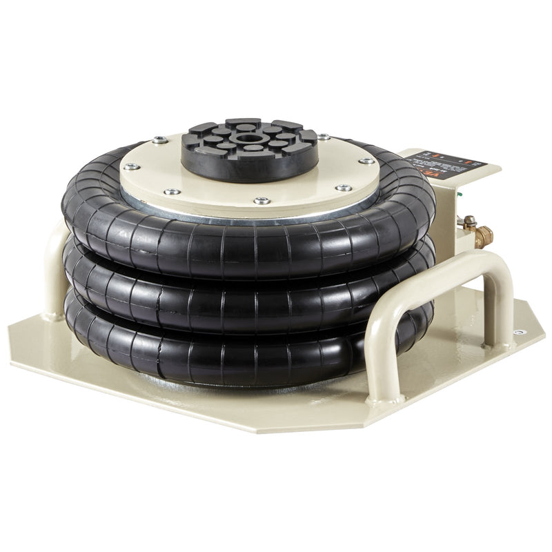 VEVOR Gaisa domkrats, 3 tonnas trīskāršais gaisa maisa domkrats, pacelšana līdz 450 mm, 3-5 sekunžu ātra pacelšana, pneimatiskais domkrats ar sānu rokturiem automašīnām, garāžām un remontiem (bēšs)